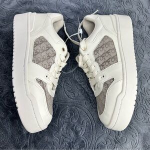 Calvin klein logo Cream and Brown Women's Sneakers size 9 1/2M KCAYDHIN3-R NWOT